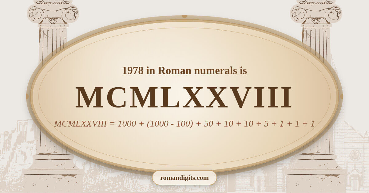 1978 in Roman notation - MCMLXXVIII