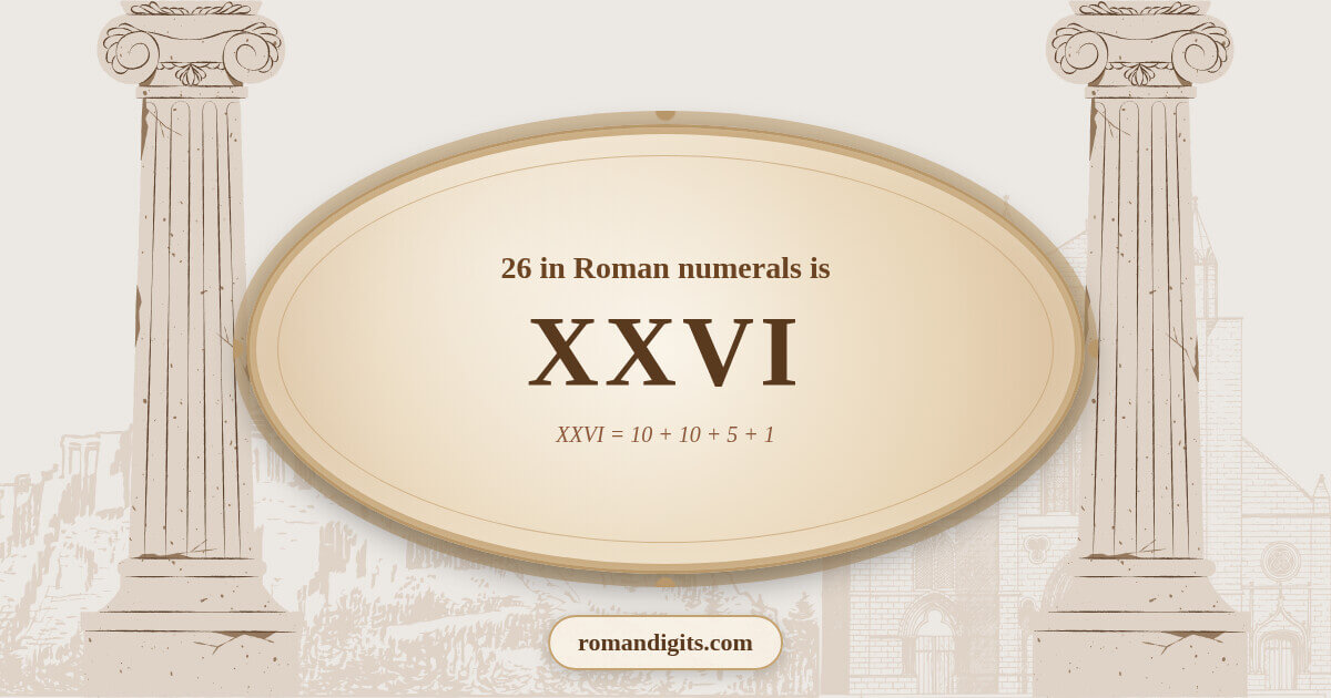 26 in Roman notation - XXVI