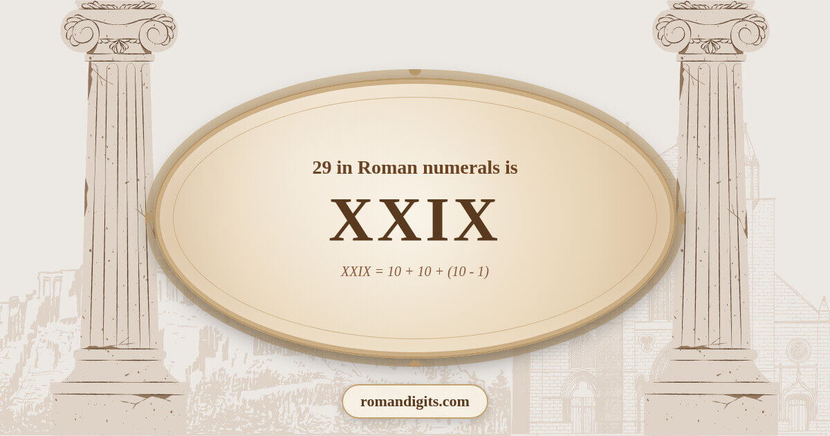 29 in Roman notation - XXIX