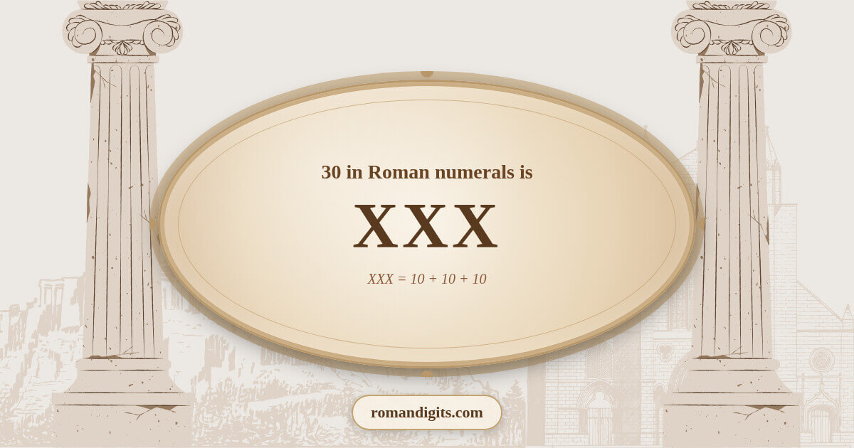 30 in Roman notation - XXX