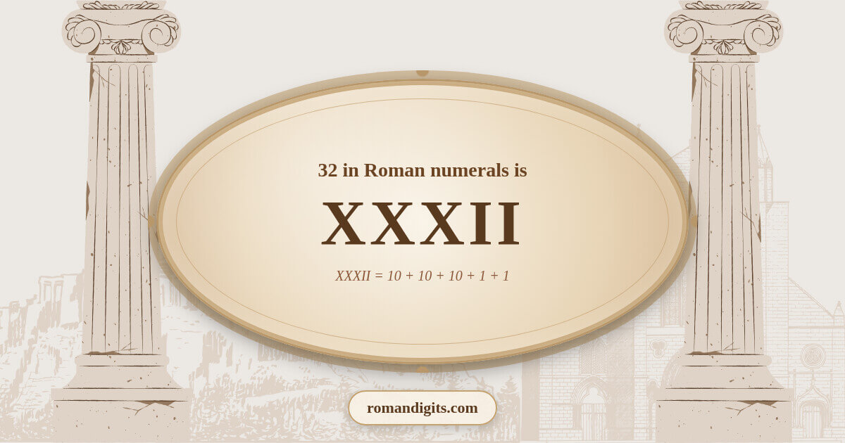 32 in Roman notation - XXXII