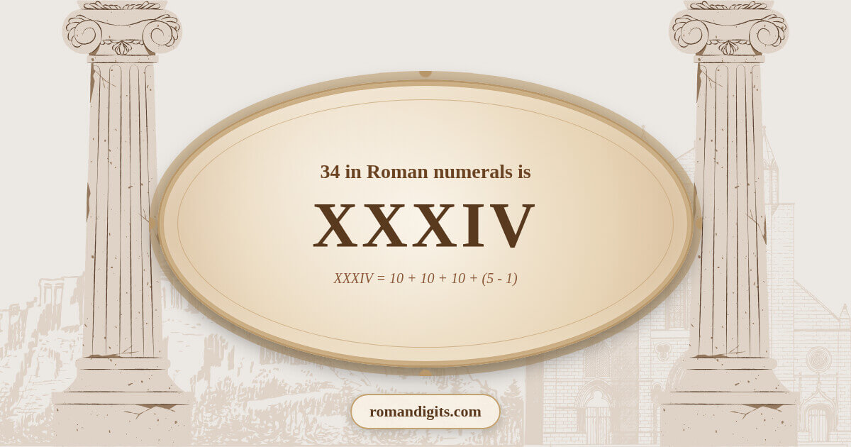 34 in Roman notation - XXXIV