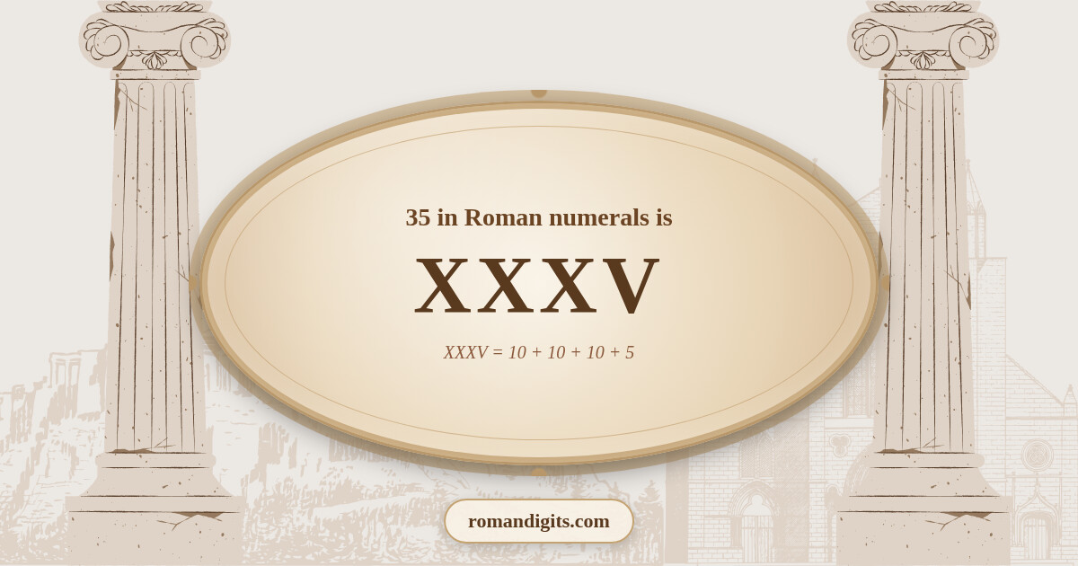 35 in Roman notation - XXXV