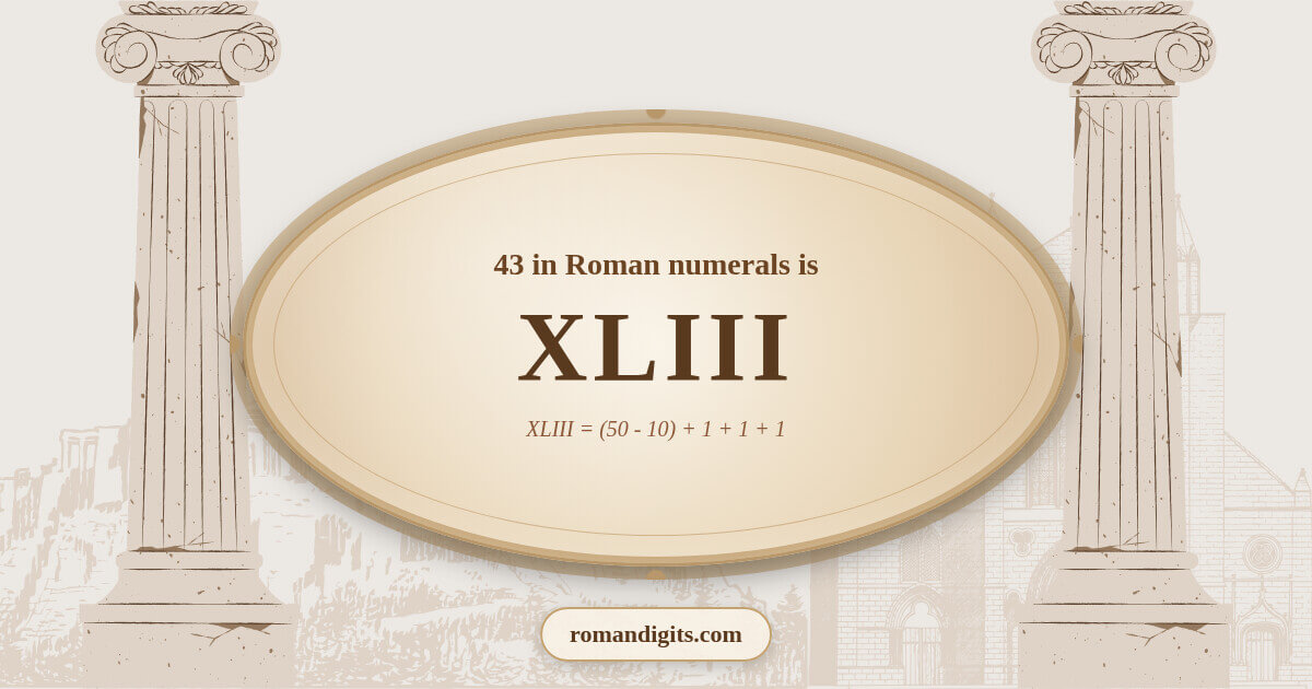 43 in Roman notation - XLIII