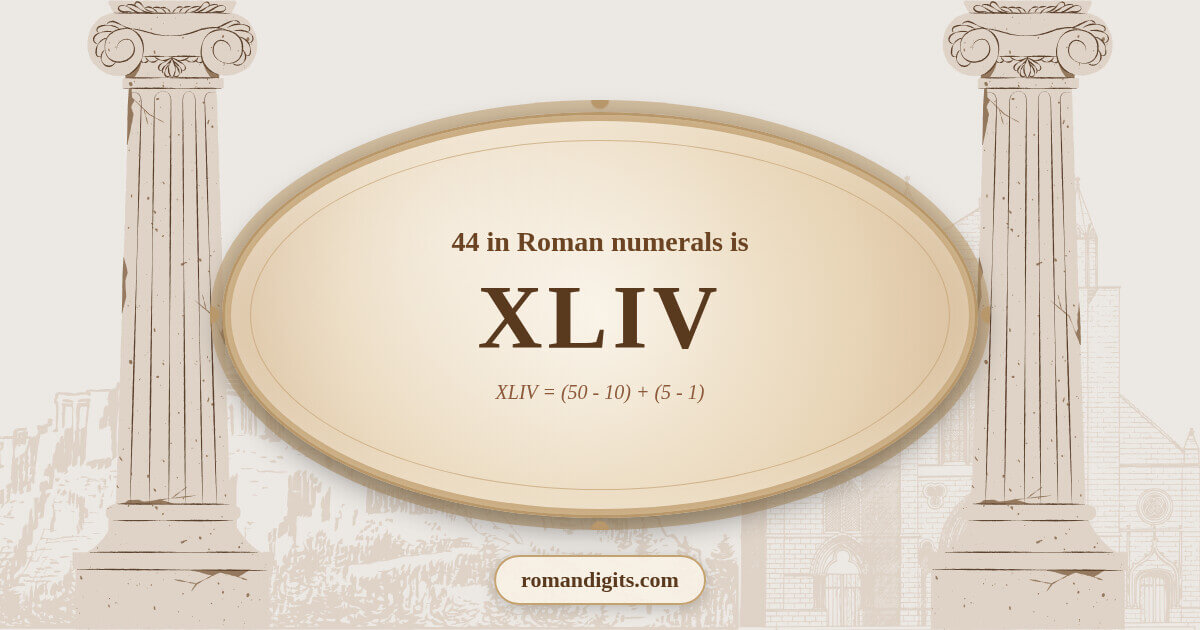 44 in Roman notation - XLIV