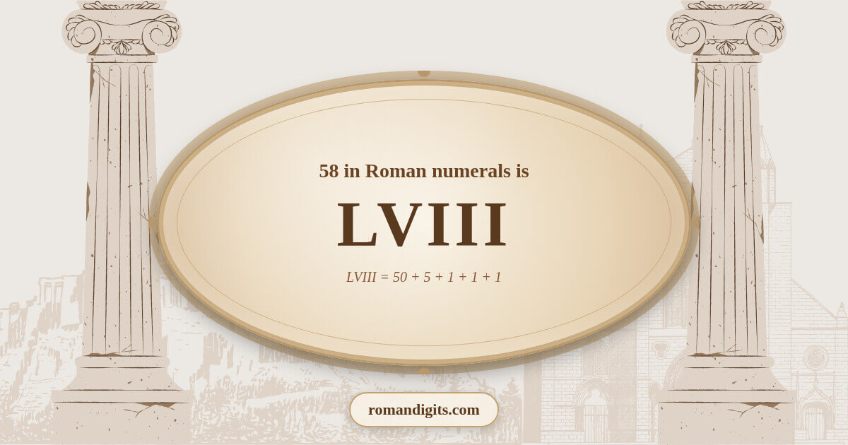 58 in Roman notation - LVIII