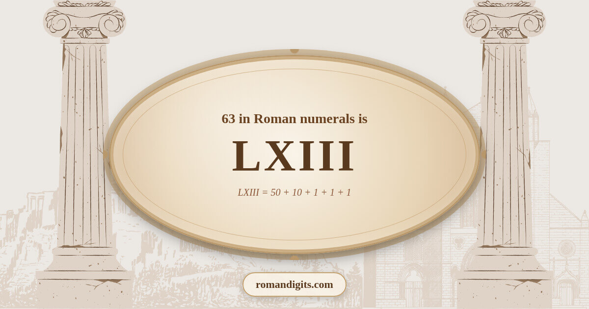 63 in Roman notation - LXIII