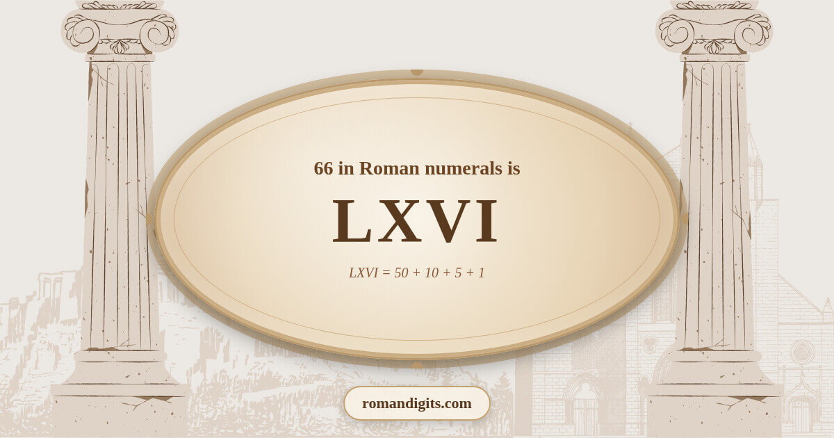 66 in Roman notation - LXVI