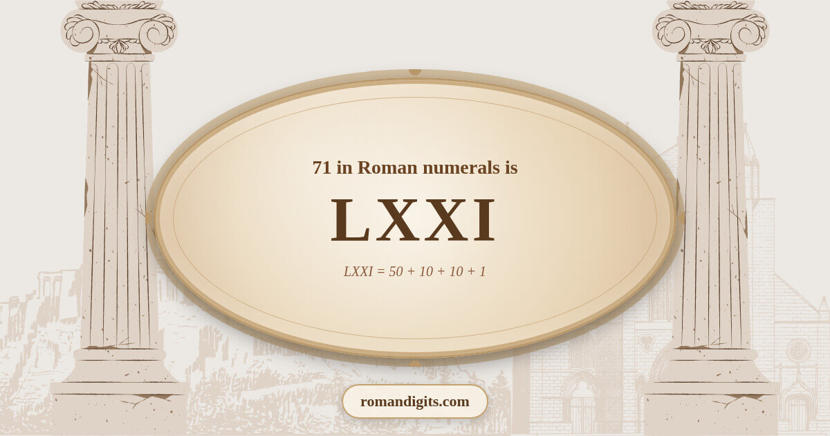 71 in Roman notation - LXXI