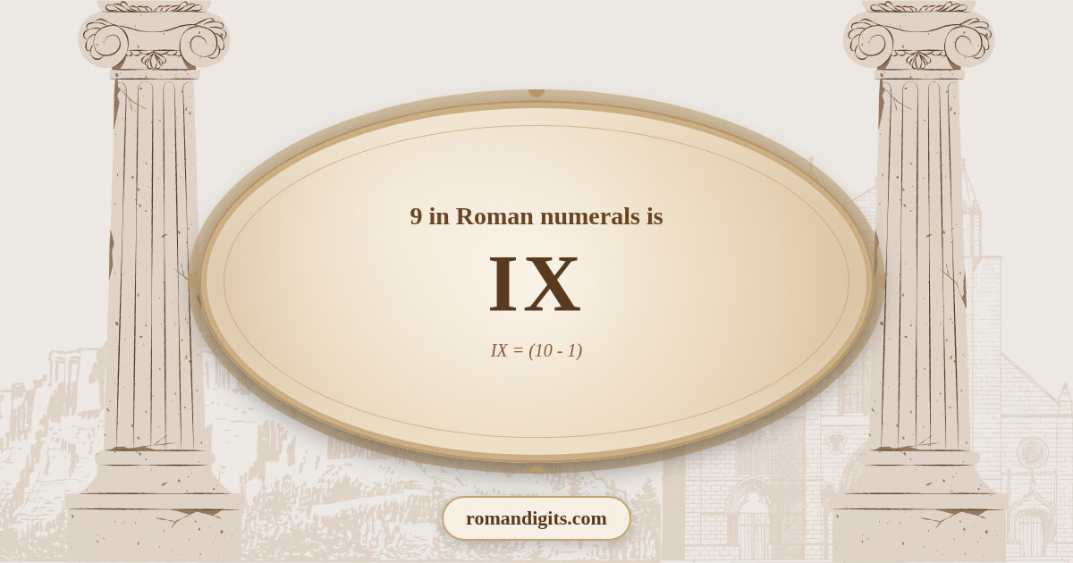 9 in Roman notation - IX