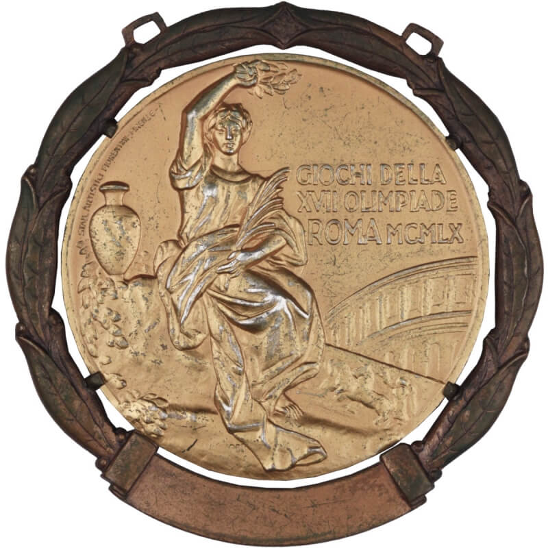 Olympic medal from Rome 1960 Olympics showing Roman numerals