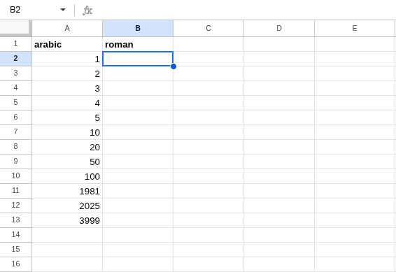 Arabic numbers in spreadsheet